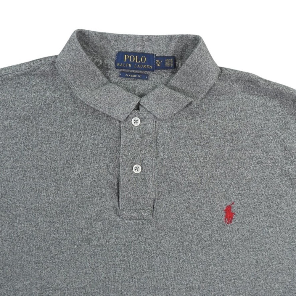 Polo Ralph Lauren Polo Shirt Mens XL Grey Classic Fit Red‎ Pony Logo Streetwear